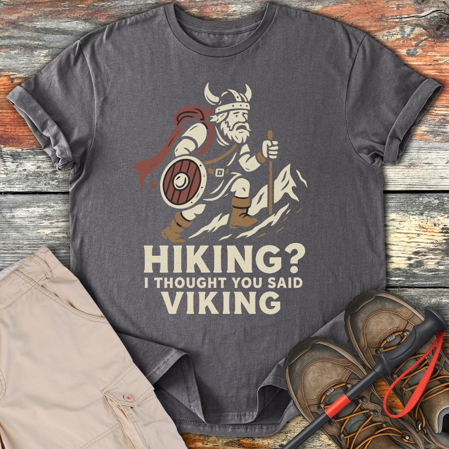 Funny Hiking Shirt Viking Theme Graphic T-shirt product