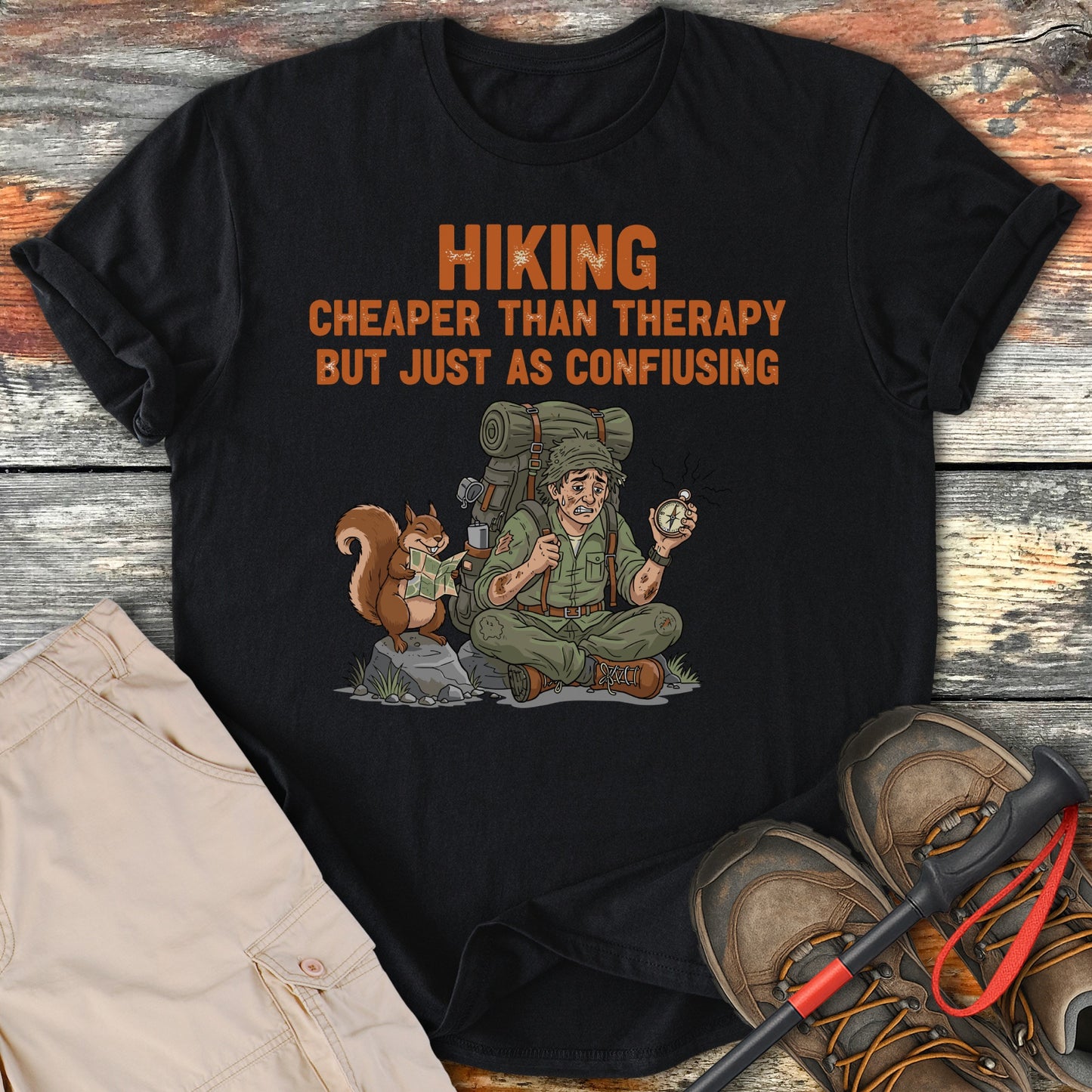 Hiking Cheaper Than Therapy Confusing T-Shirt product