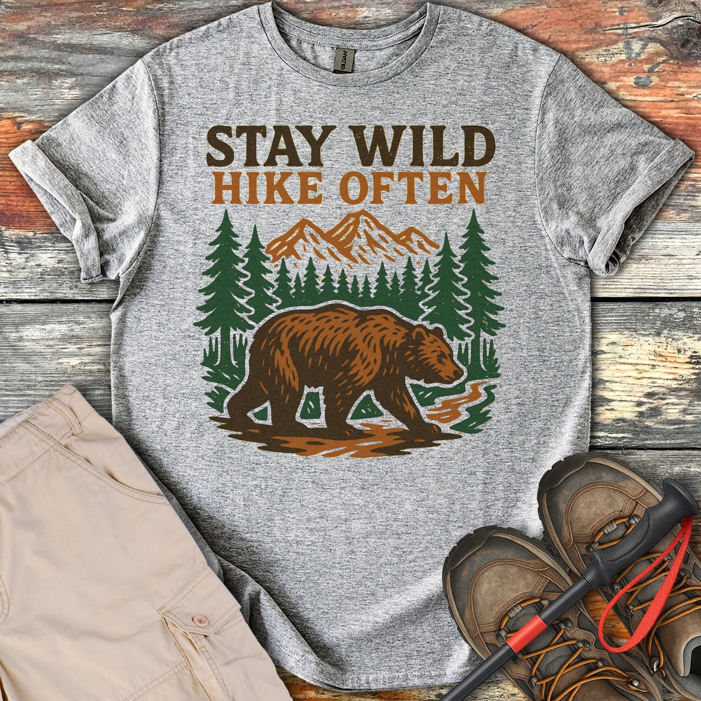 Stay Wild Hike Often Bear and Trees T-shirt product