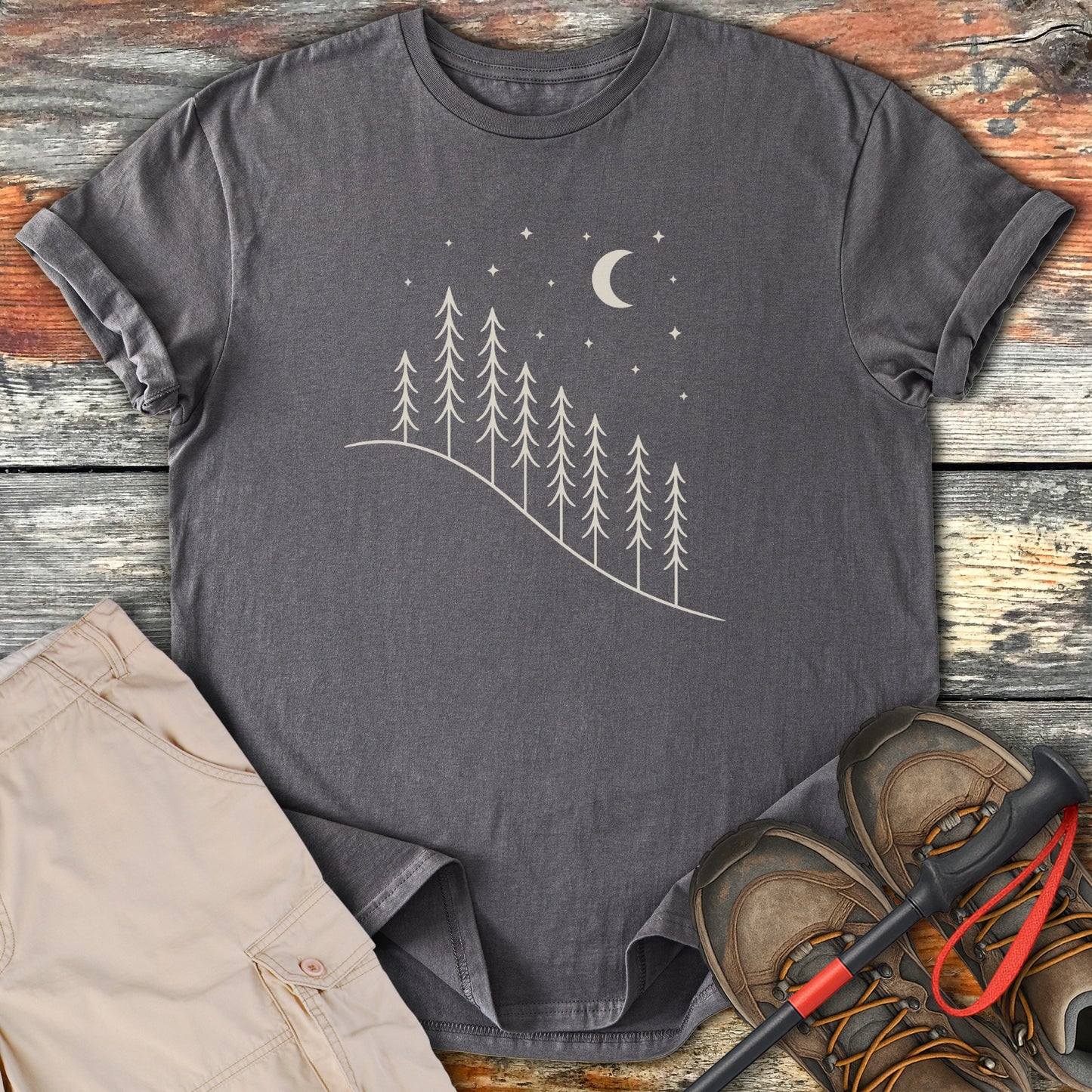 Tree Moon Stars Scenic Nature Night T-Shirt product