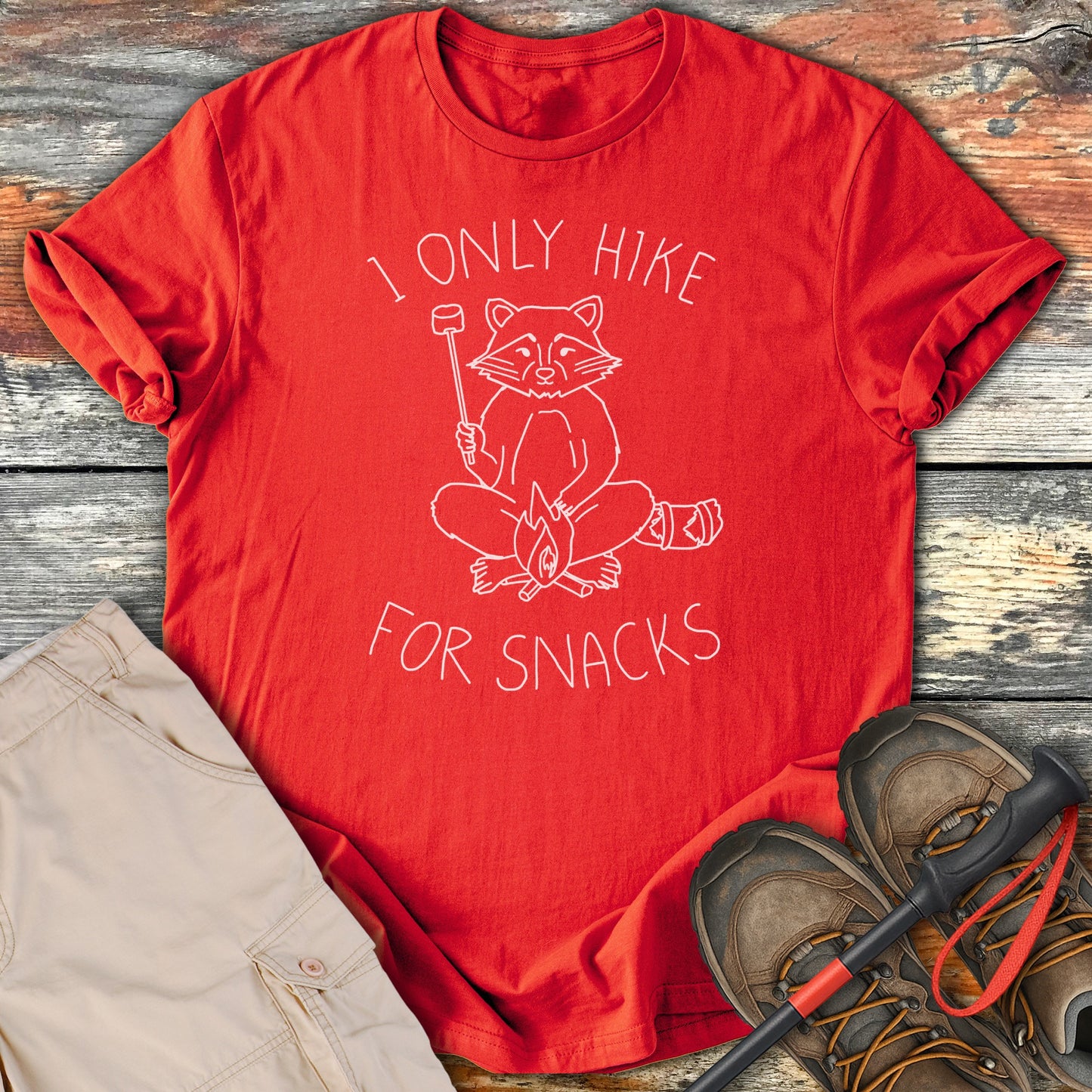 Funny Hiking T-Shirt with Camping Raccoon Design product