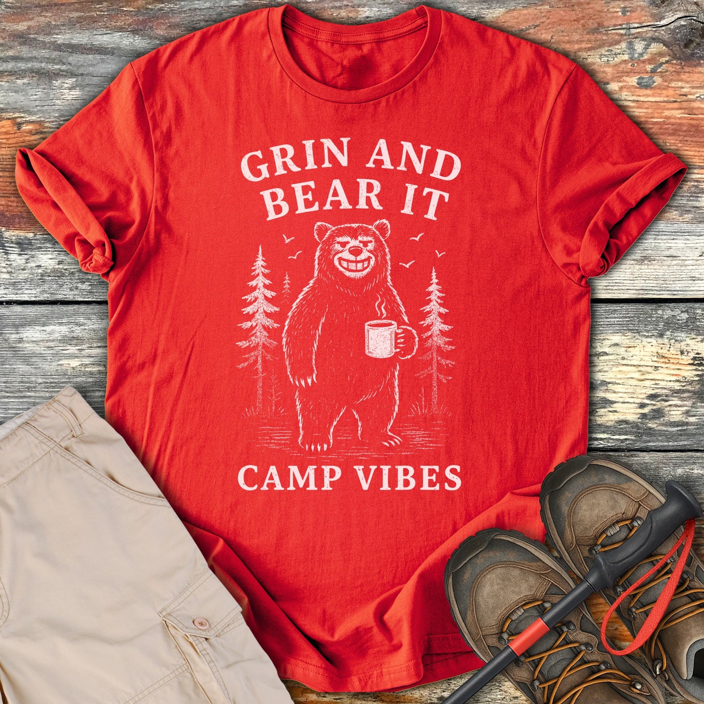 Grin and Bear It Camp Vibes Graphic T-Shirt product type
