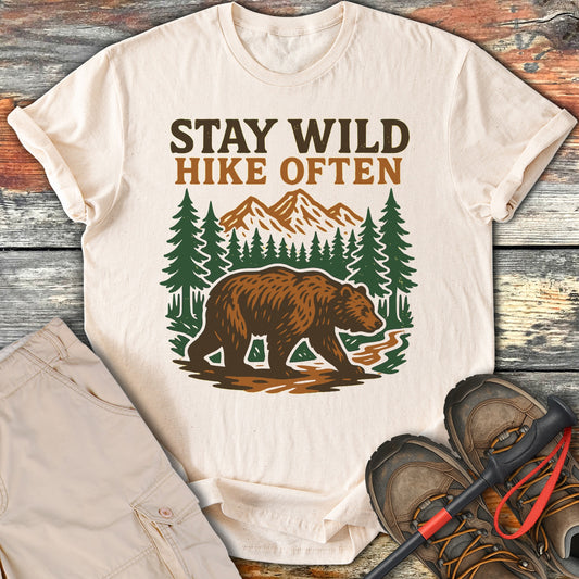 Stay Wild Hike Often Bear Design T-Shirt Product