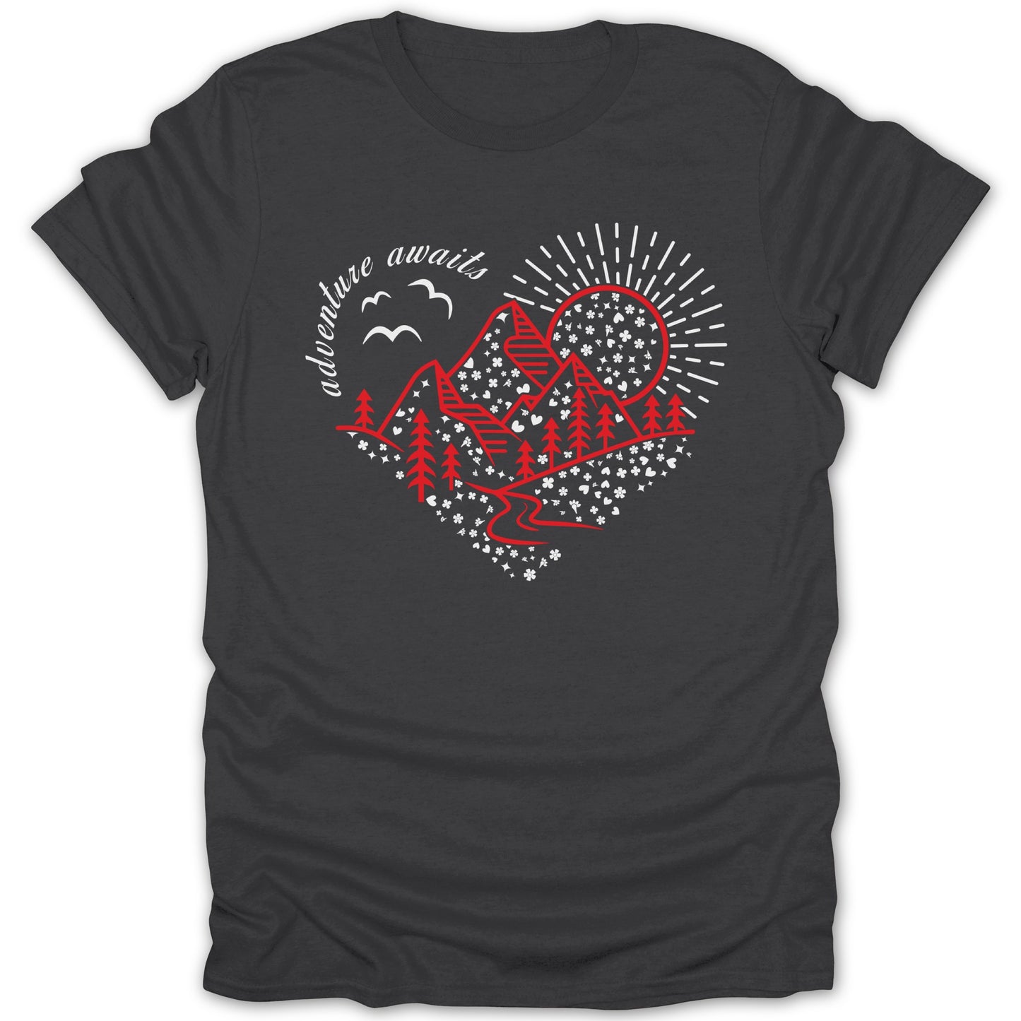 Adventure Awaits Heart Design T-shirt Product
