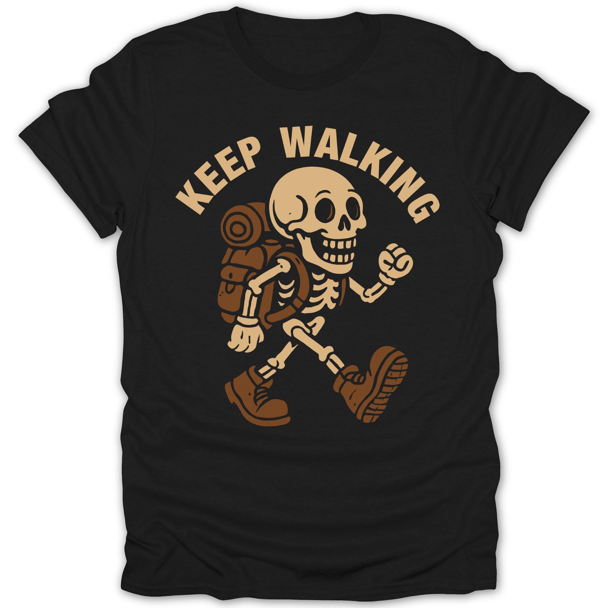 Keep Walking Skeleton Graphic Backpacking T-Shirt