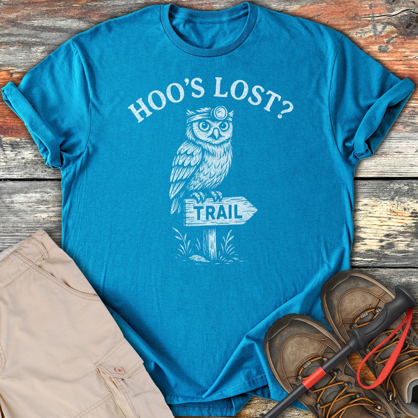 Hoo's Lost Trail Owl Graphic Design T-Shirt Product