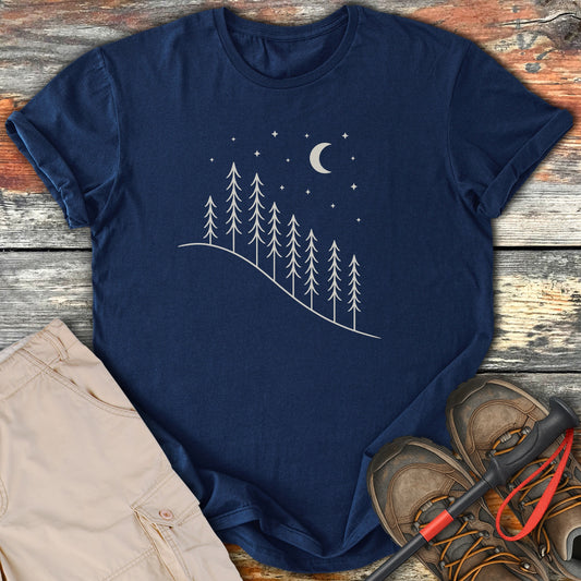 Night Forest Moon and Stars Design T-Shirt product