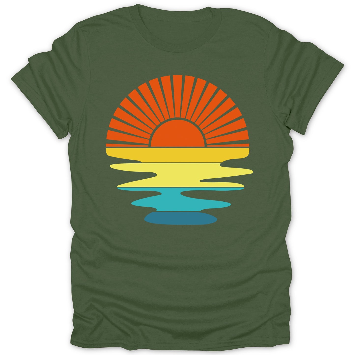 Vibrant Sunset T-Shirt with Retro Beach Design