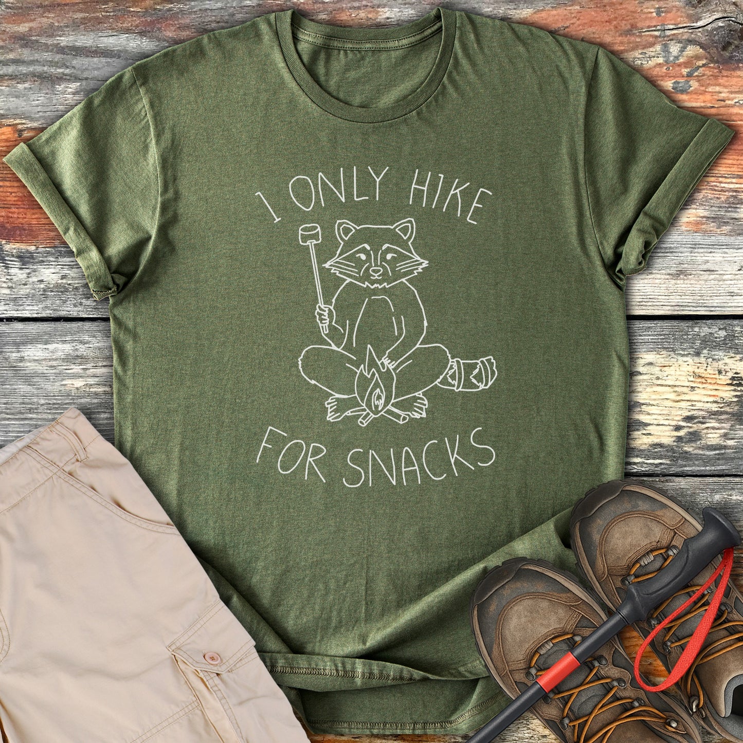 I Only Hike For Snacks Graphic T-Shirt product type