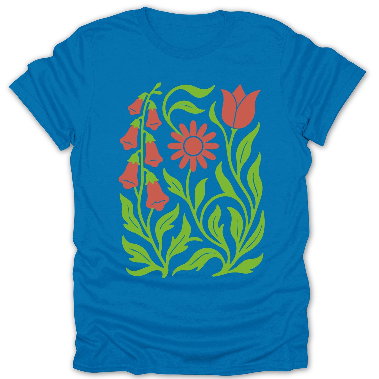 Vibrant Floral Graphic Tee with Colorful Botanical Design