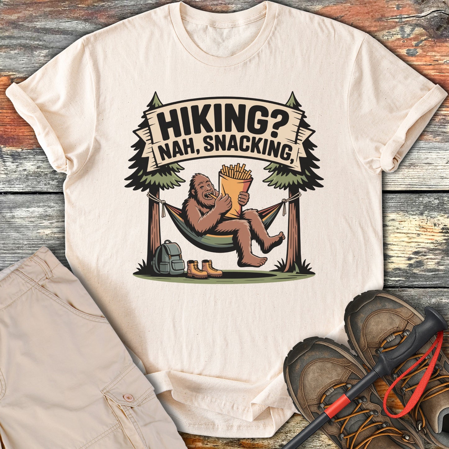 Hiking Nah Snacking Bigfoot Shirt Product type