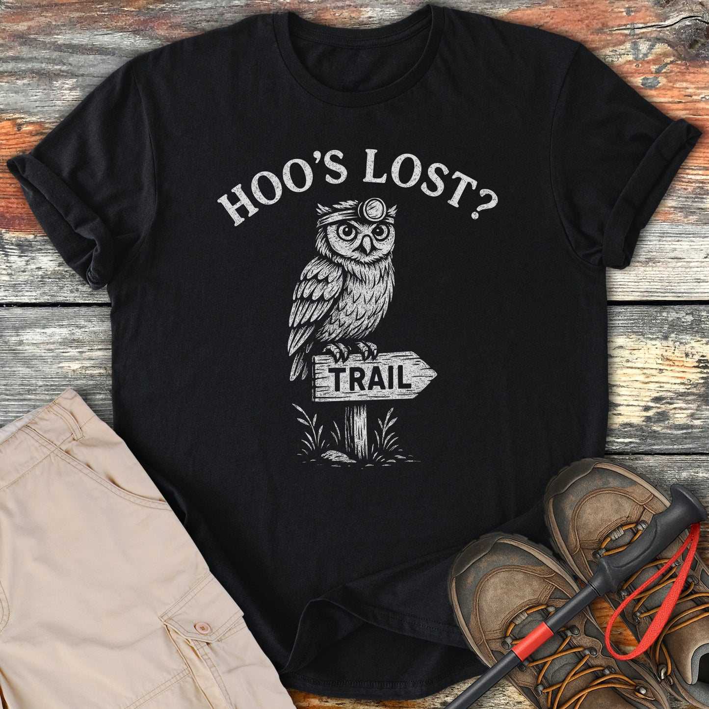 Hoo's Lost Owl Trail Graphic Tee for Outdoor Enthusiasts product