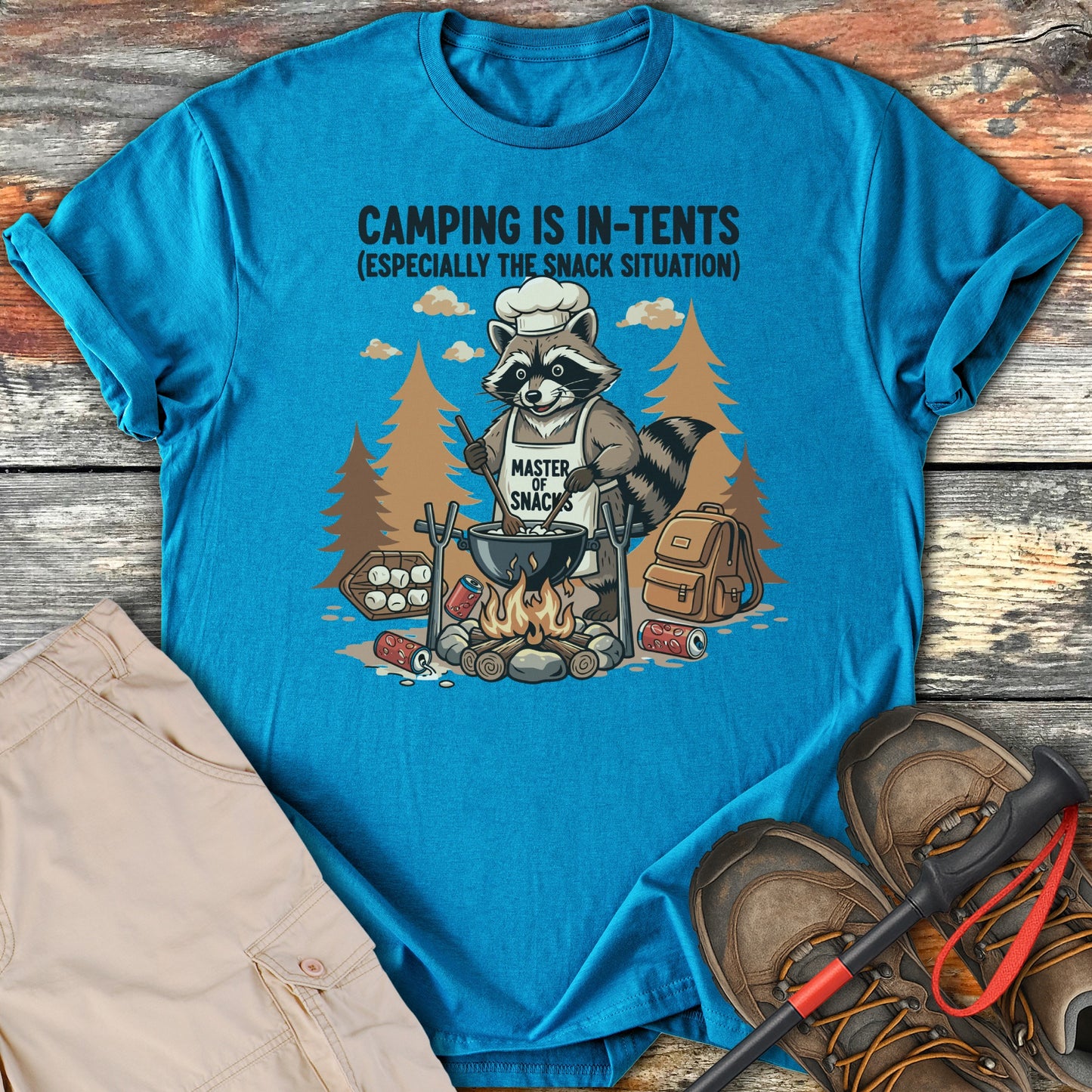 Camping Raccoon Snack Situation Funny T-shirt product type