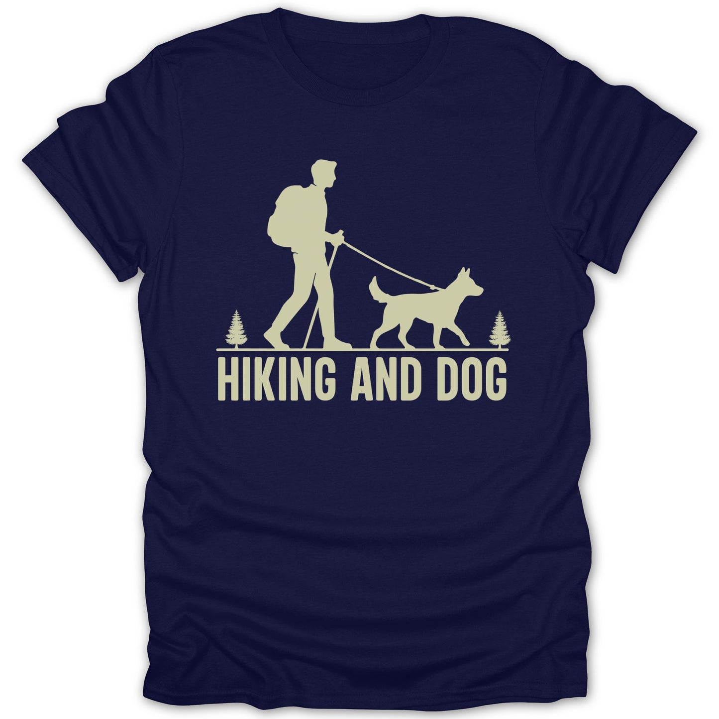 Hiking and Dog Silhouette Graphic T-Shirt