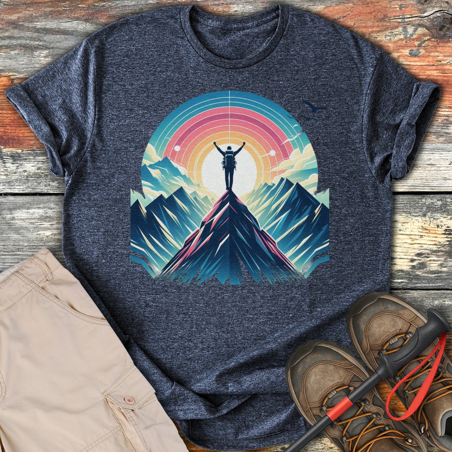 Hiking Mountains Top Abstract Tee