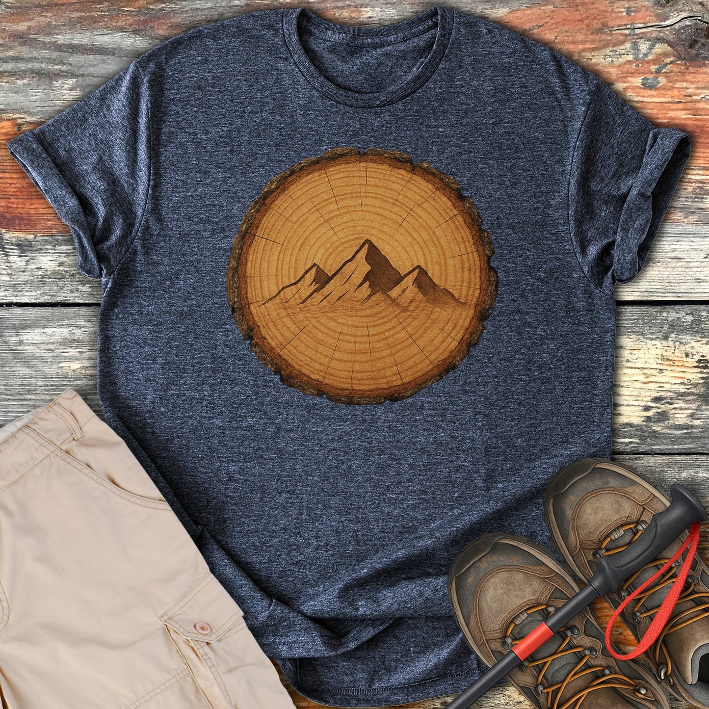 Tree Stump Mountain Scene Tee