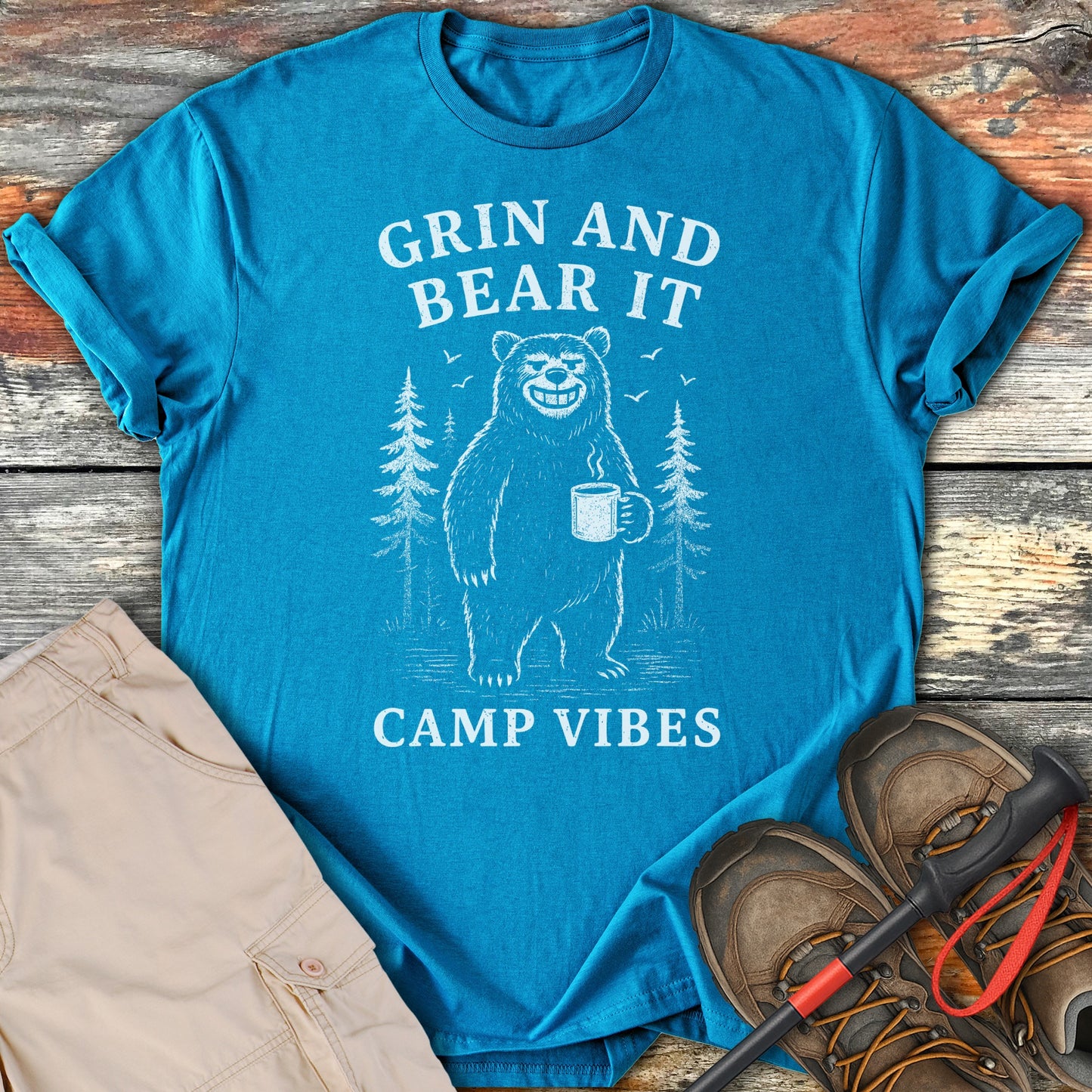 Grin and Bear It Camp Vibes Bear Shirt product