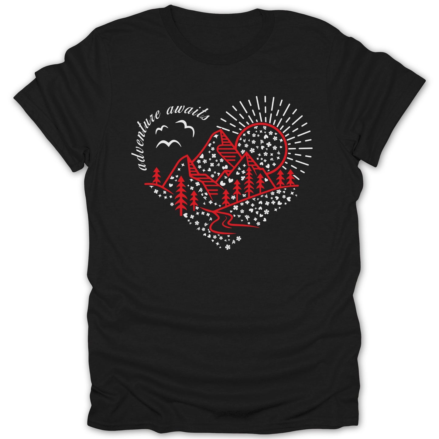 Adventure Awaits Heart Shaped Mountain T-shirt