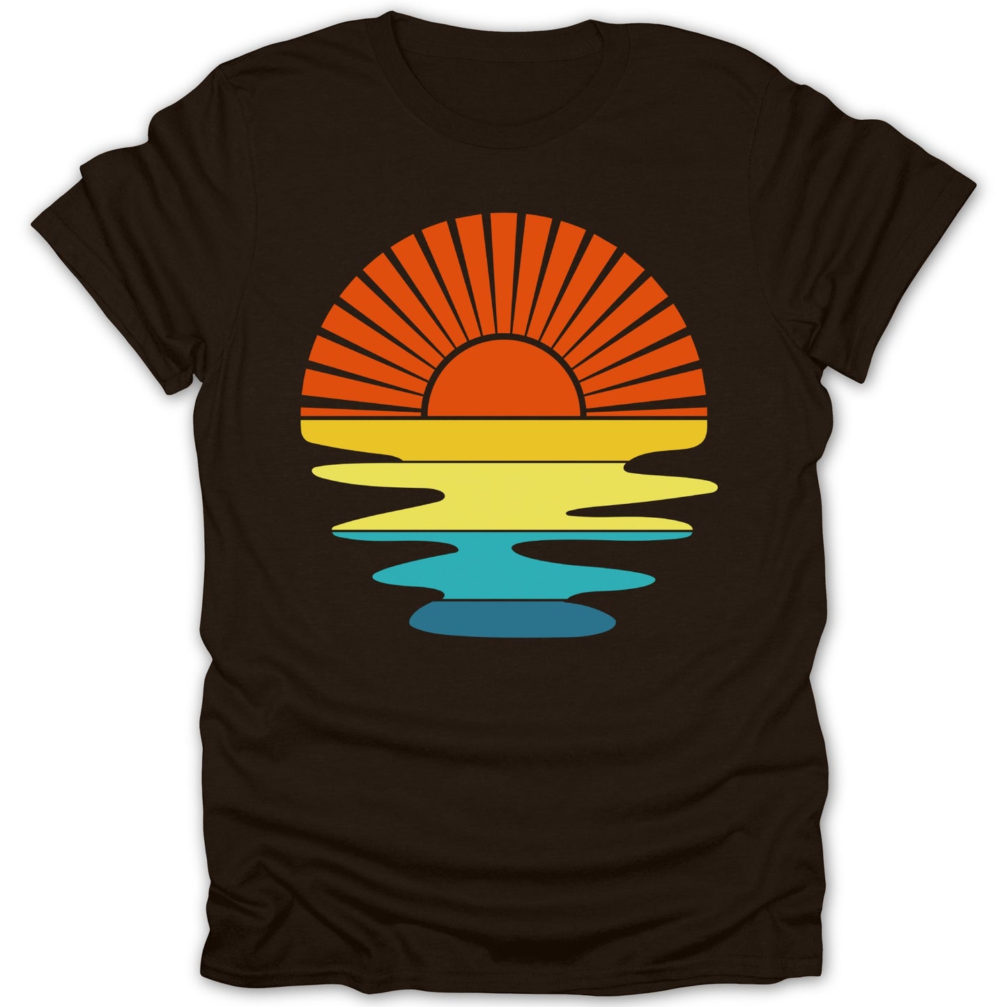 Vintage Style Sun Setting Over Water T-Shirt