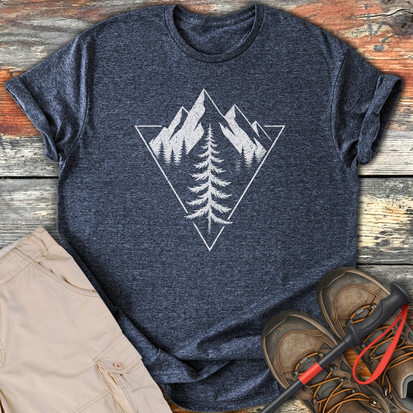 Mountain Tree Graphic on Navy Blue T-shirt product type