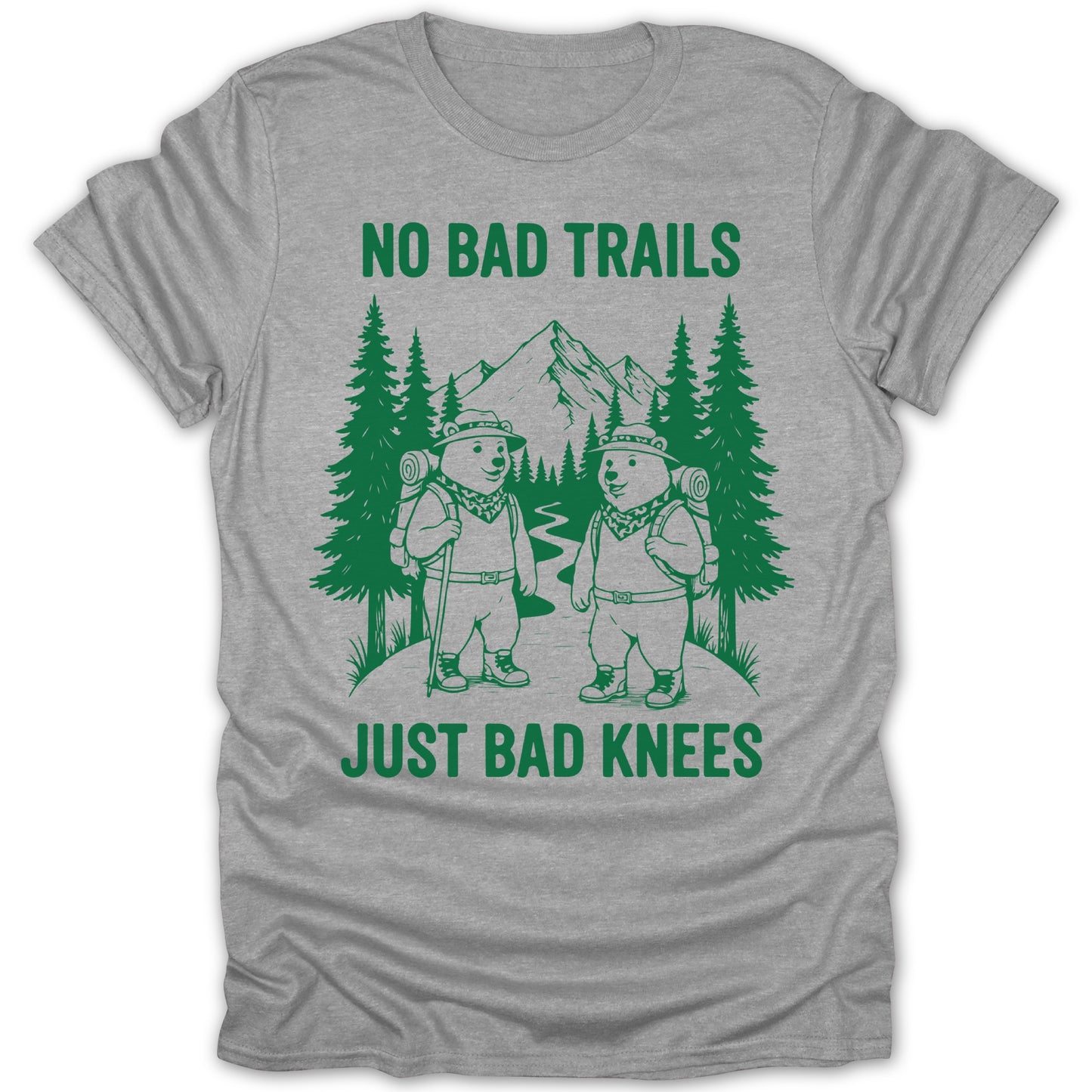 No Bad Trails Just Bad Knees Funny Hiking T-Shirt