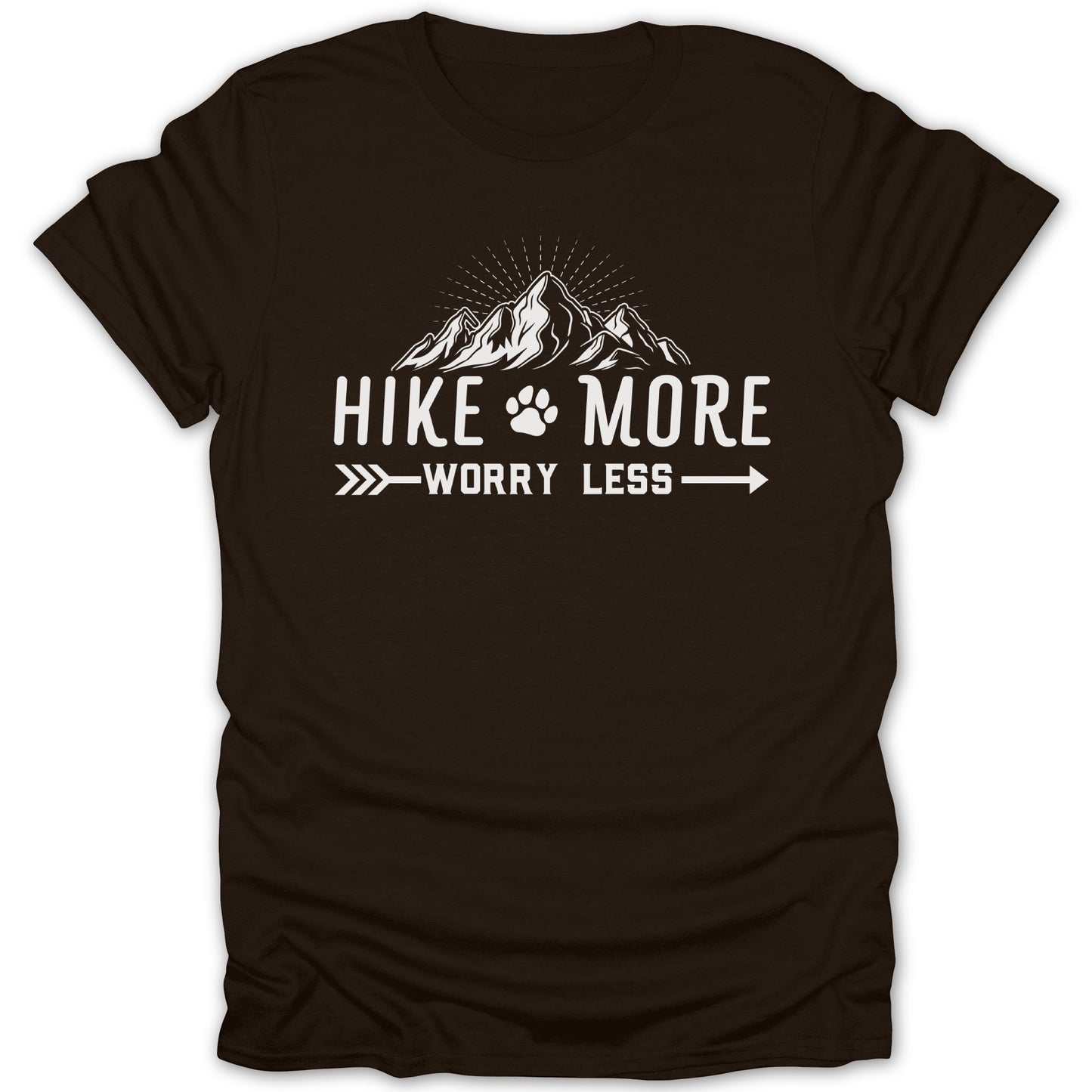 Hike More Worry Less Arrow Paw Print Graphic T-shirt