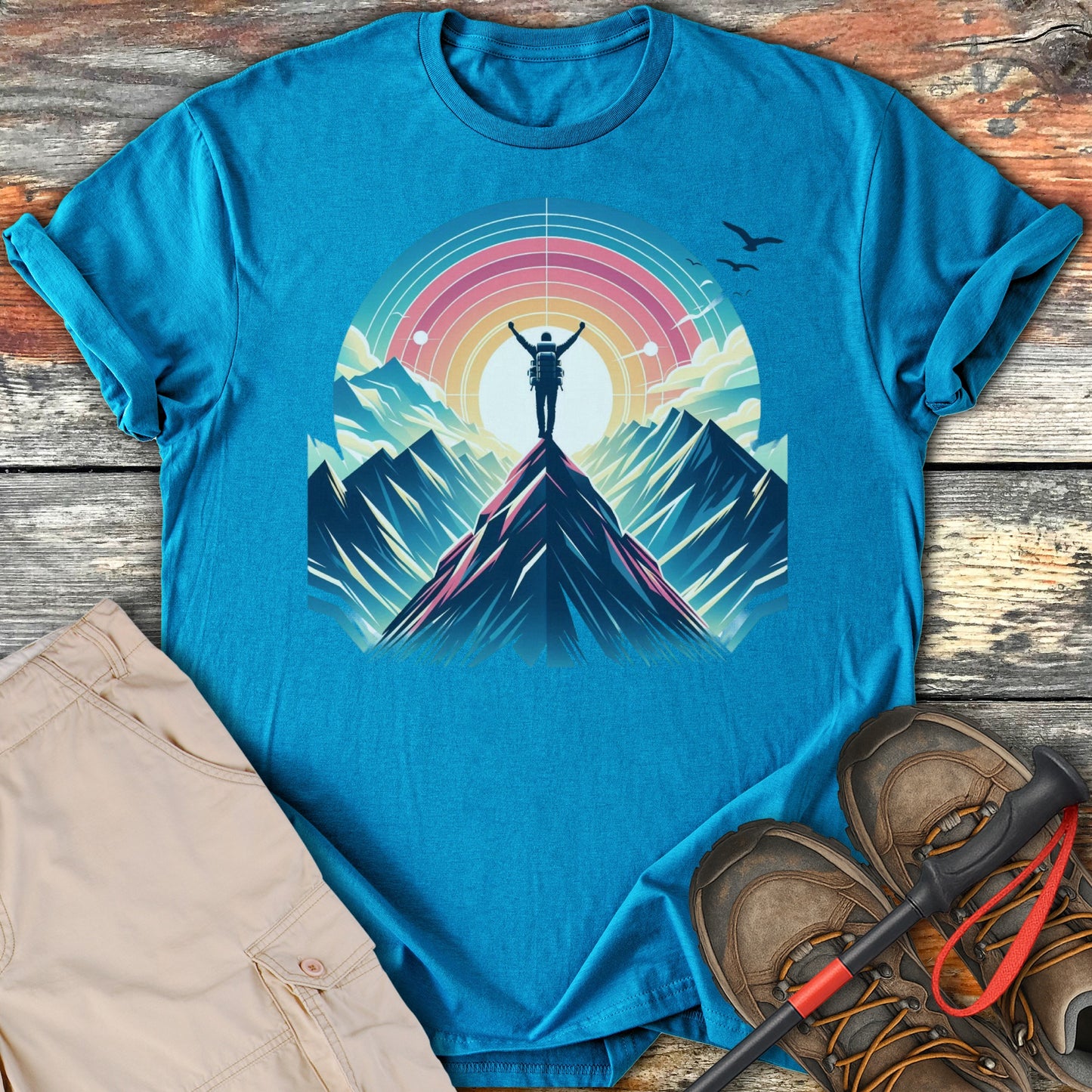 Hiking Mountains Top Abstract Tee