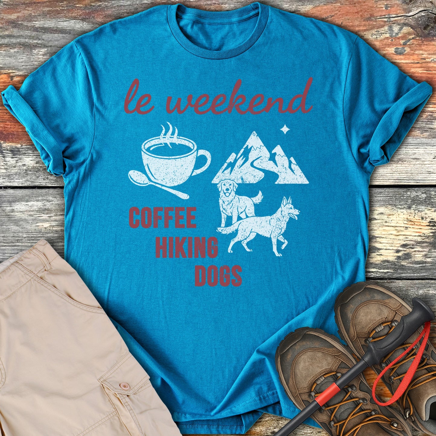 Le Weekend Coffee Hiking Dogs Graphic Tee product