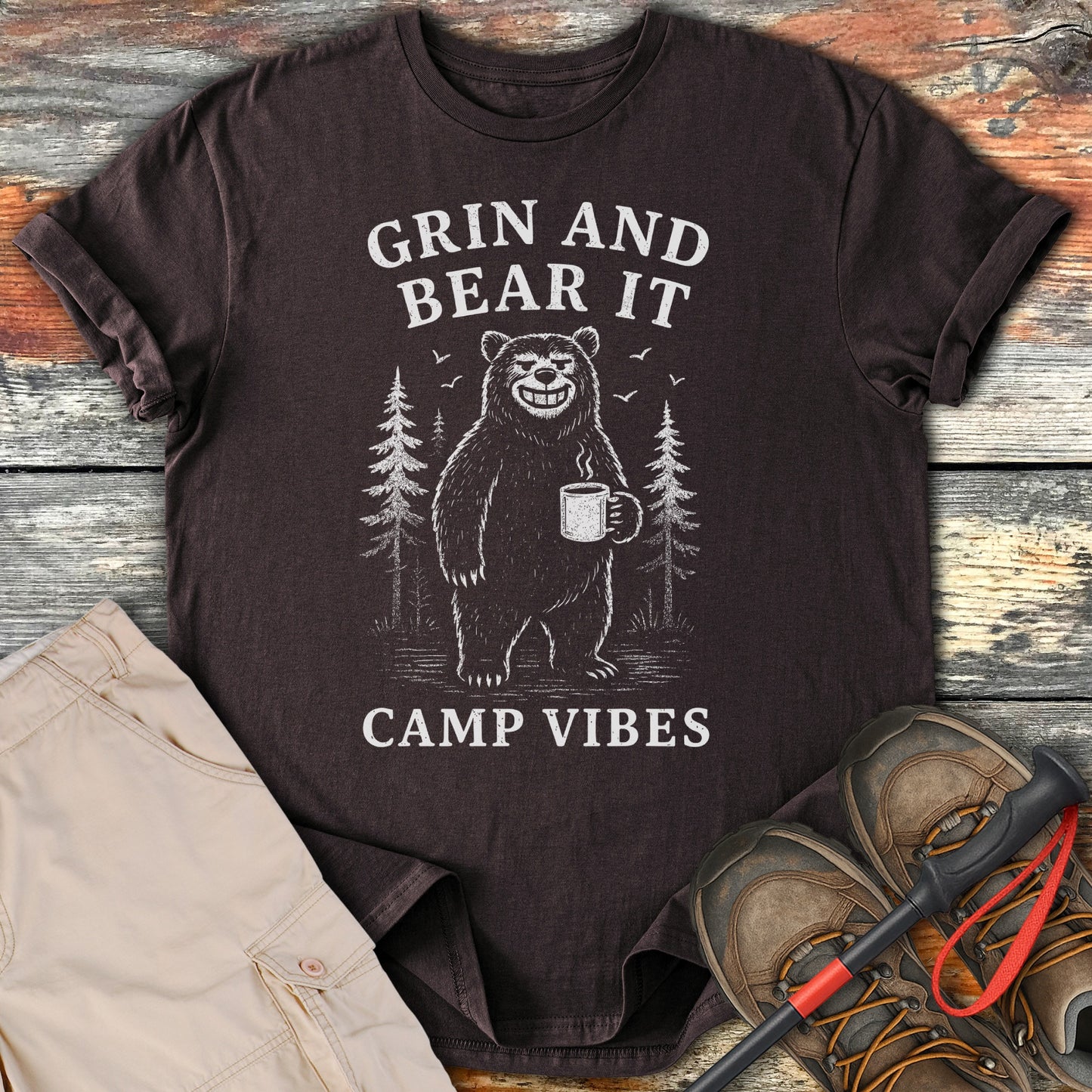 Grin and Bear It Camp Vibes Graphic T-Shirt product