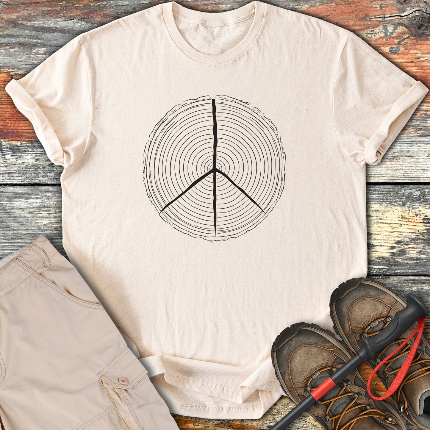 Peace Sign Tree Rings Graphic Print T-Shirt product type