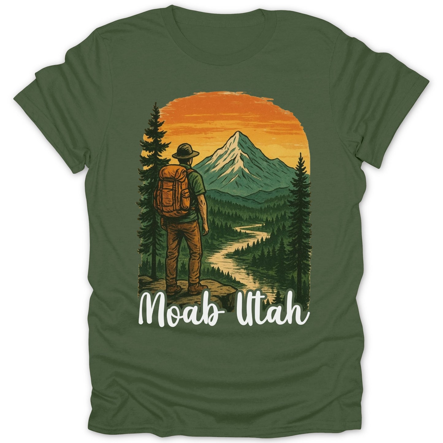 Moab Utah Mountain Hiking Scenic Illustration T-Shirt