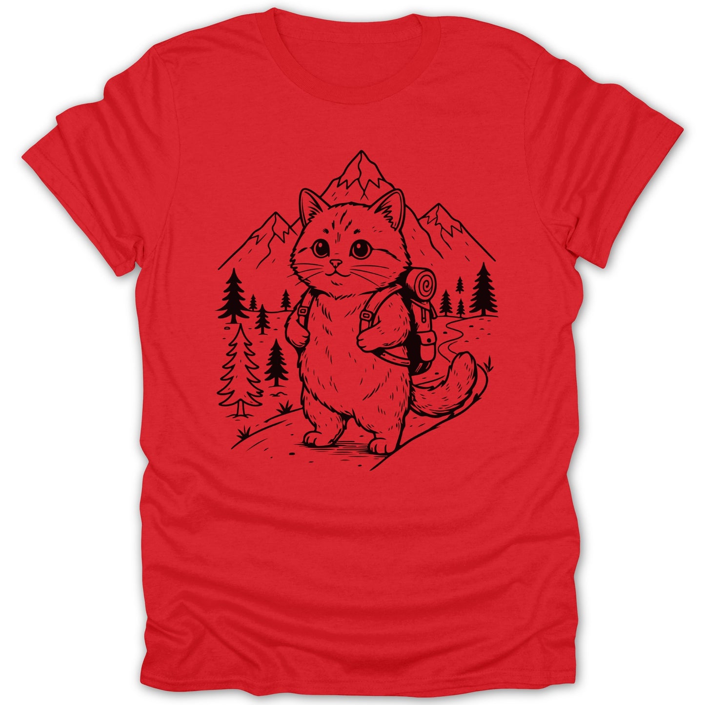 Cat Adventure in Mountains Red T-Shirt Product