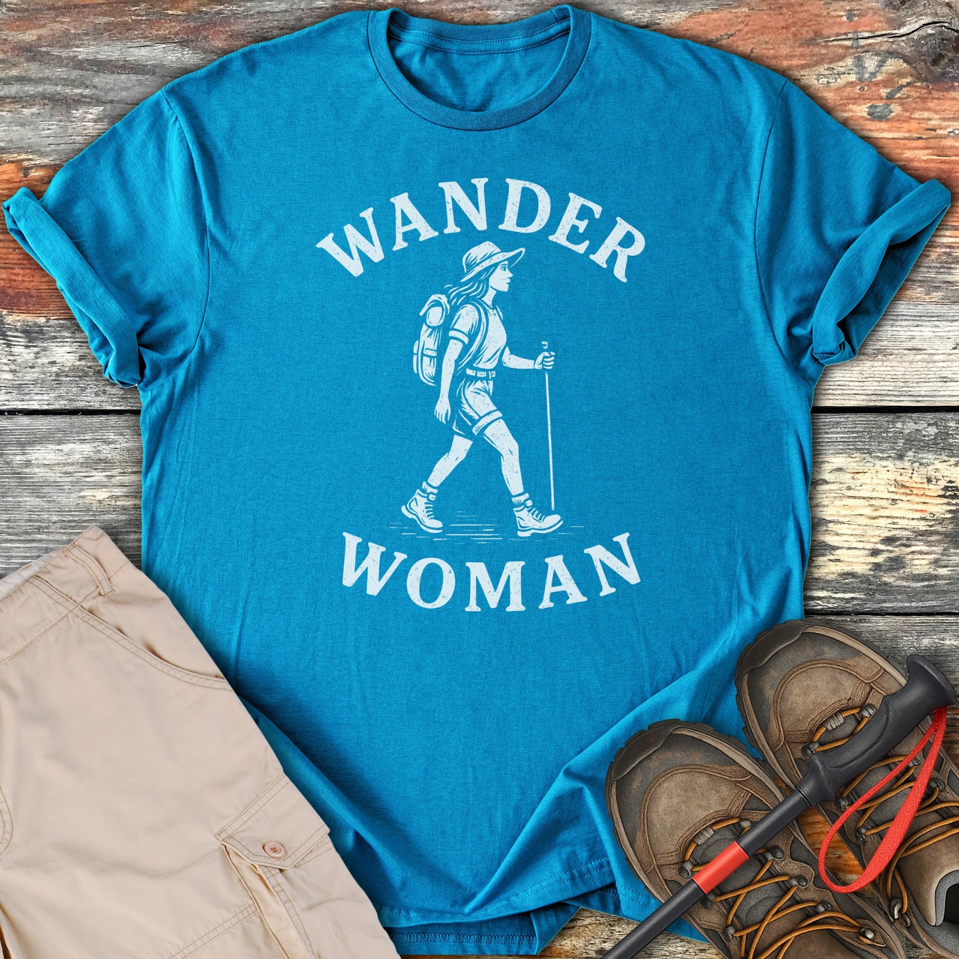 Wander Woman Hiking Typography Design Shirt product