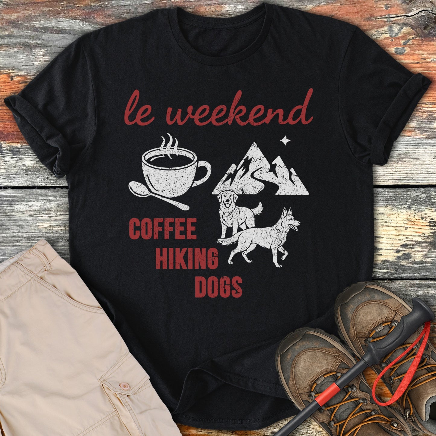 Le Weekend Coffee Hiking Dogs Graphic T-Shirt product type