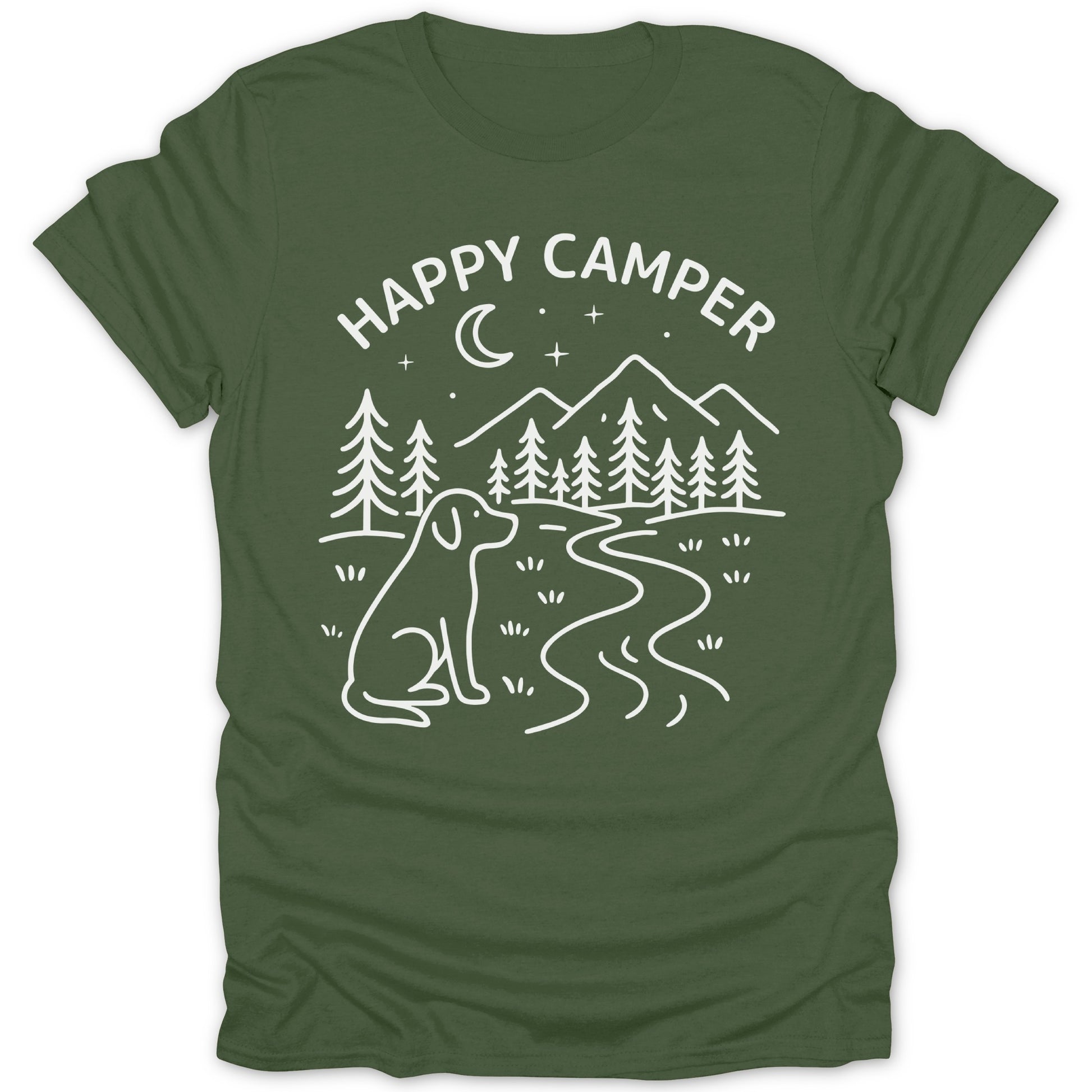 Happy Camper Dog Outdoors Graphic T-Shirt