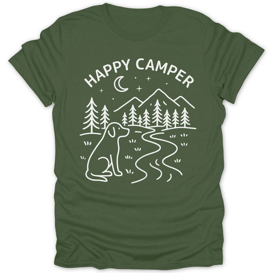 Happy Camper Dog Outdoors Graphic T-Shirt